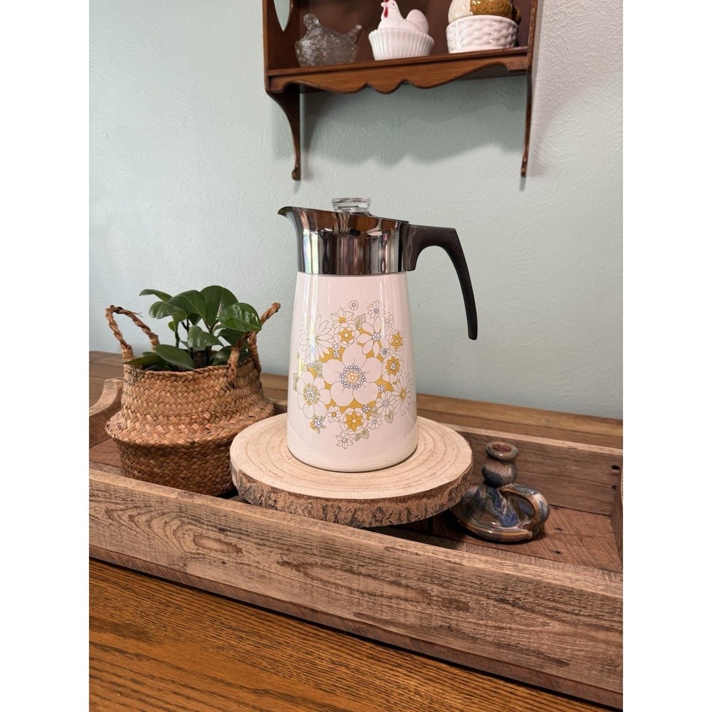 9 cup floral bouquet coffee percolator